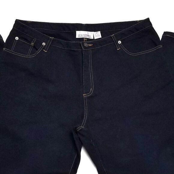 Retro Y2K Volup Silhouettes Black Denim Gold Embroidered Boot Cut Jeans 20 - Picture 5 of 9